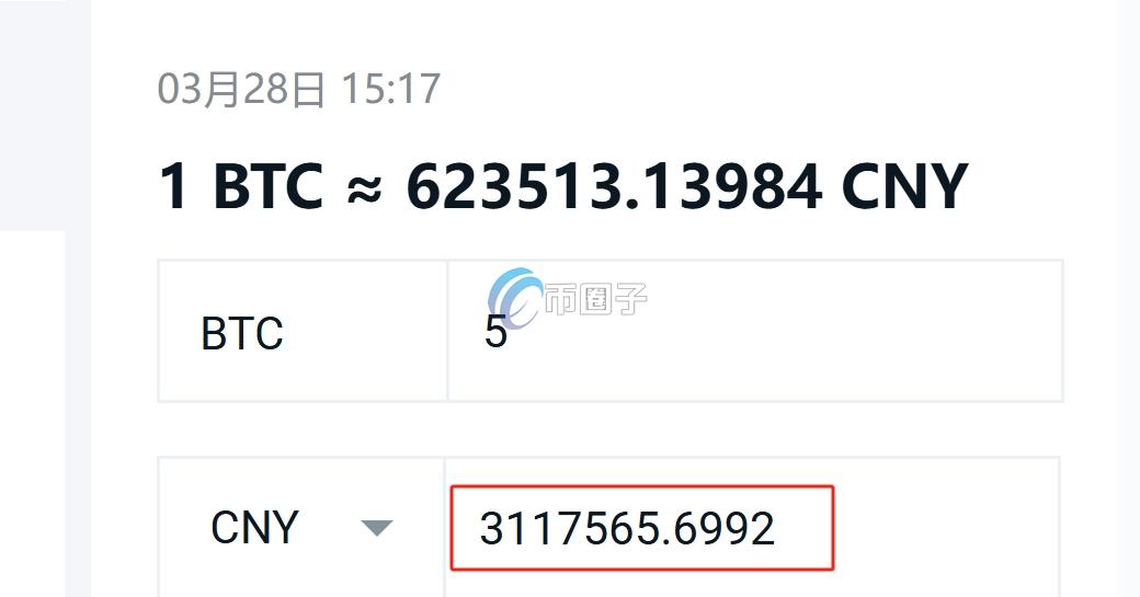 5个比特币市值多少钱？等于多少美元