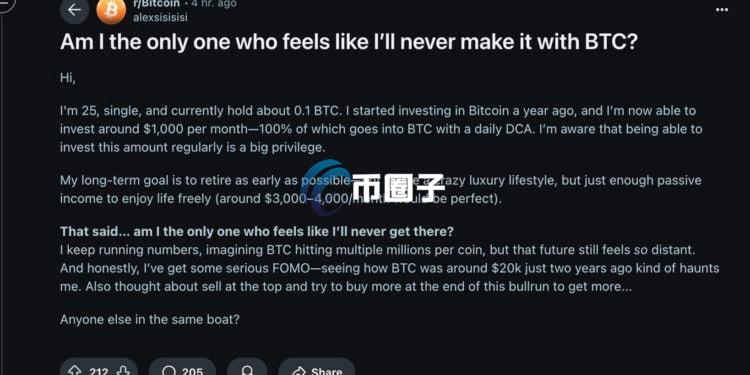 美国Reddit网友灵魂提问：现在买比特币想财富自由 是不是太迟了？