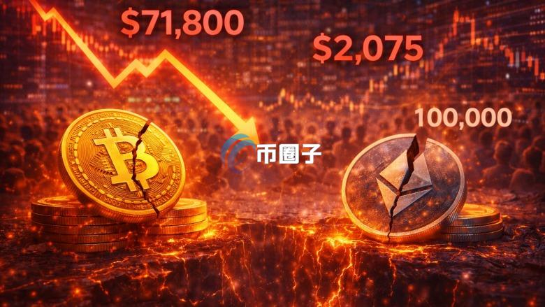 比特币清晨跌破71800美元、以太坊下杀2075！加密货币连四天发生大规模爆仓