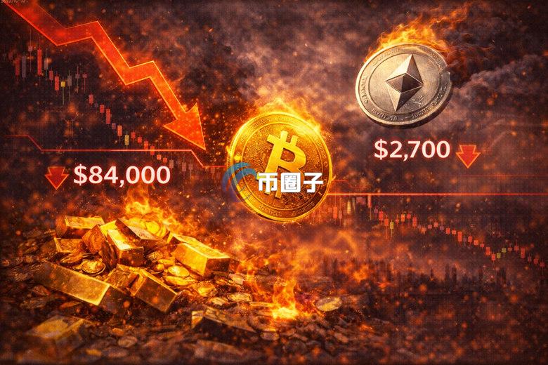 比特币一度跌穿8.2美元、以太坊跌破2700！加密货币流动性被黄金回涨吸空