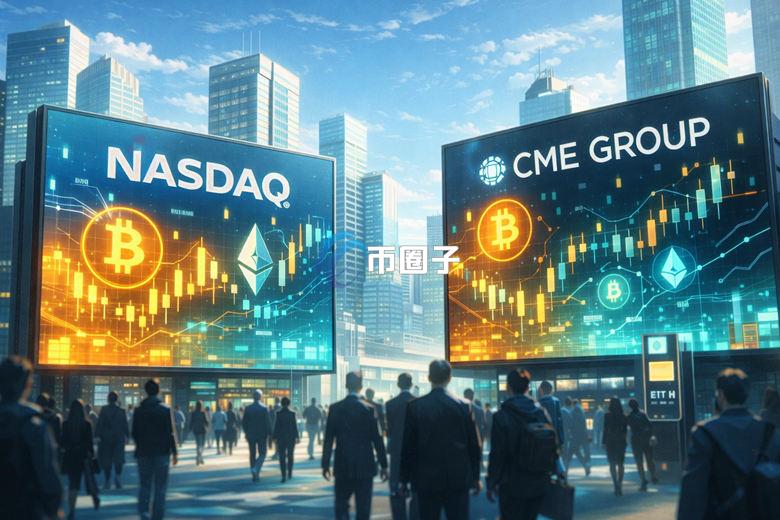纳斯达克与芝商所CME合并加密货币指数 追踪主流币以太坊、比特币、XRP、SOL、LINK、ADA和AVAX