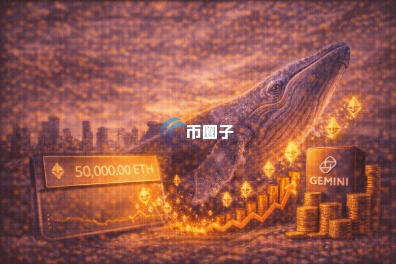 链上数据：沉睡长达9年的以太坊巨鲸将5万枚ETH转入加密货币交易所Gemini