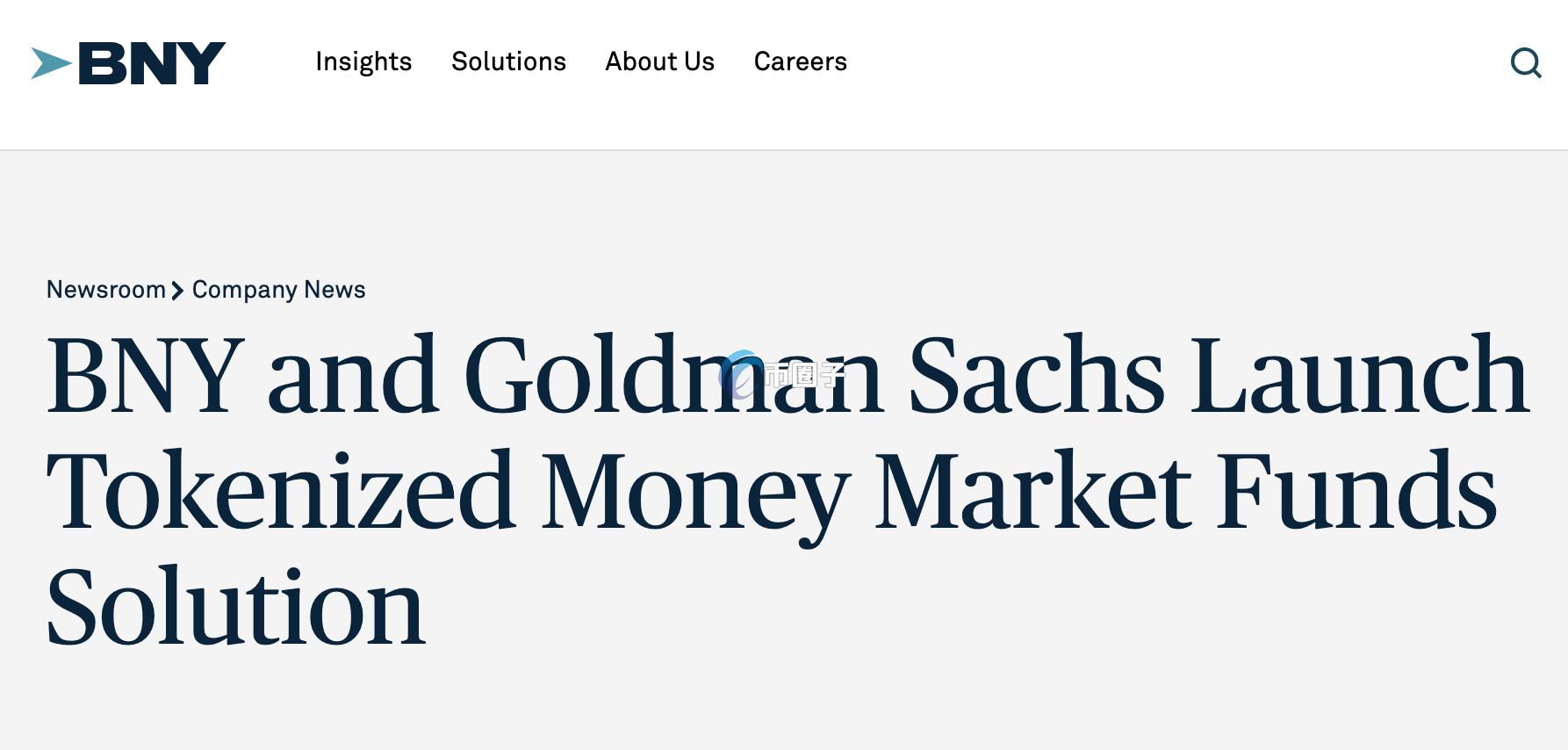 BNY与高盛合作的官方新闻稿画面